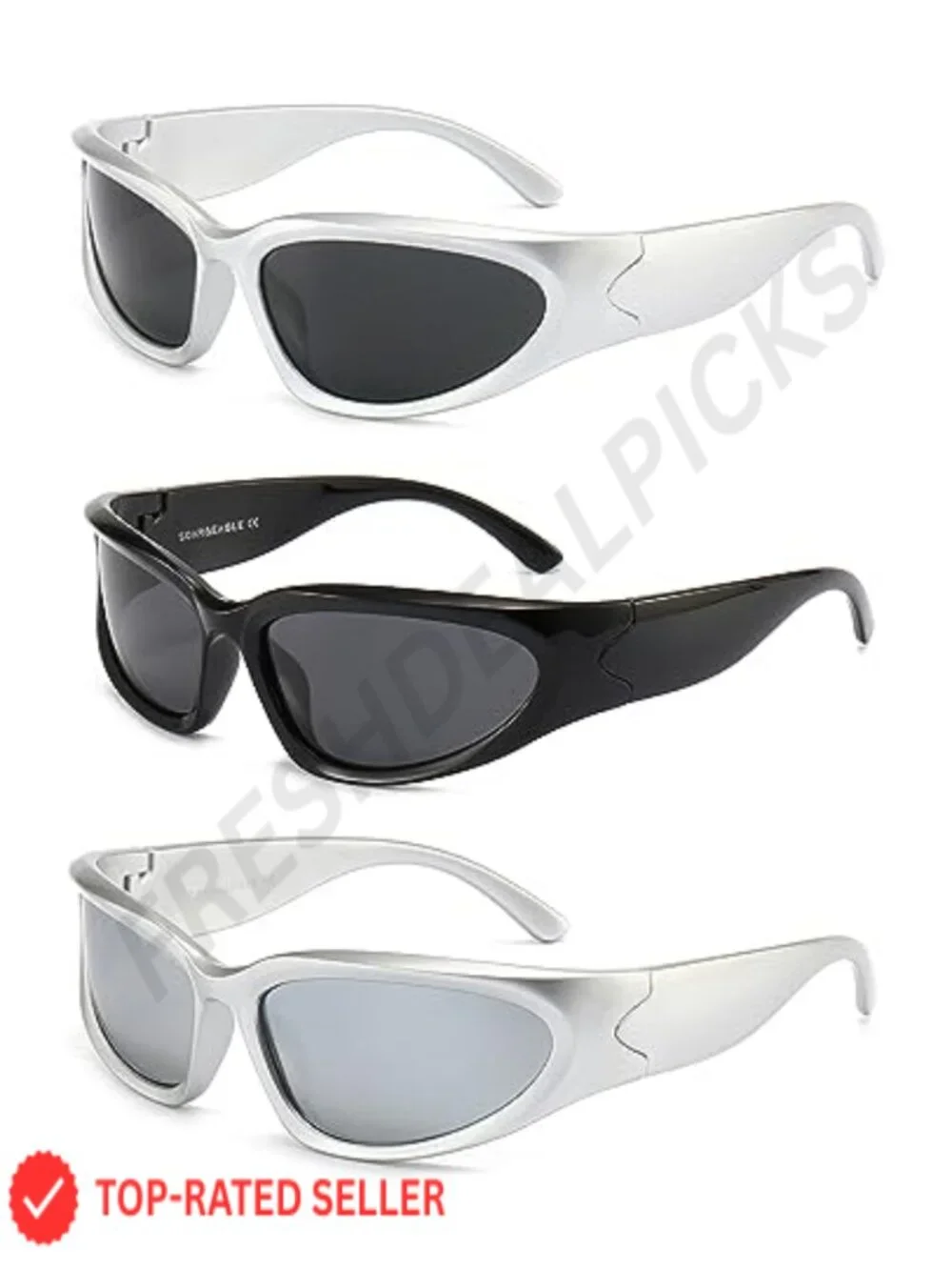 Polarized Wrap Around Sunglasses 3-Pack UV400 PC Frame Unisex